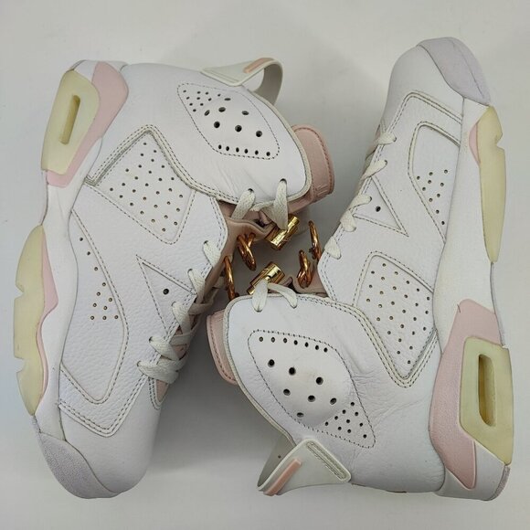 Nike Women’s Air Jordan 6 Retro White Leather Sneakers DH9696-100 Size 9 - Picture 6 of 8
